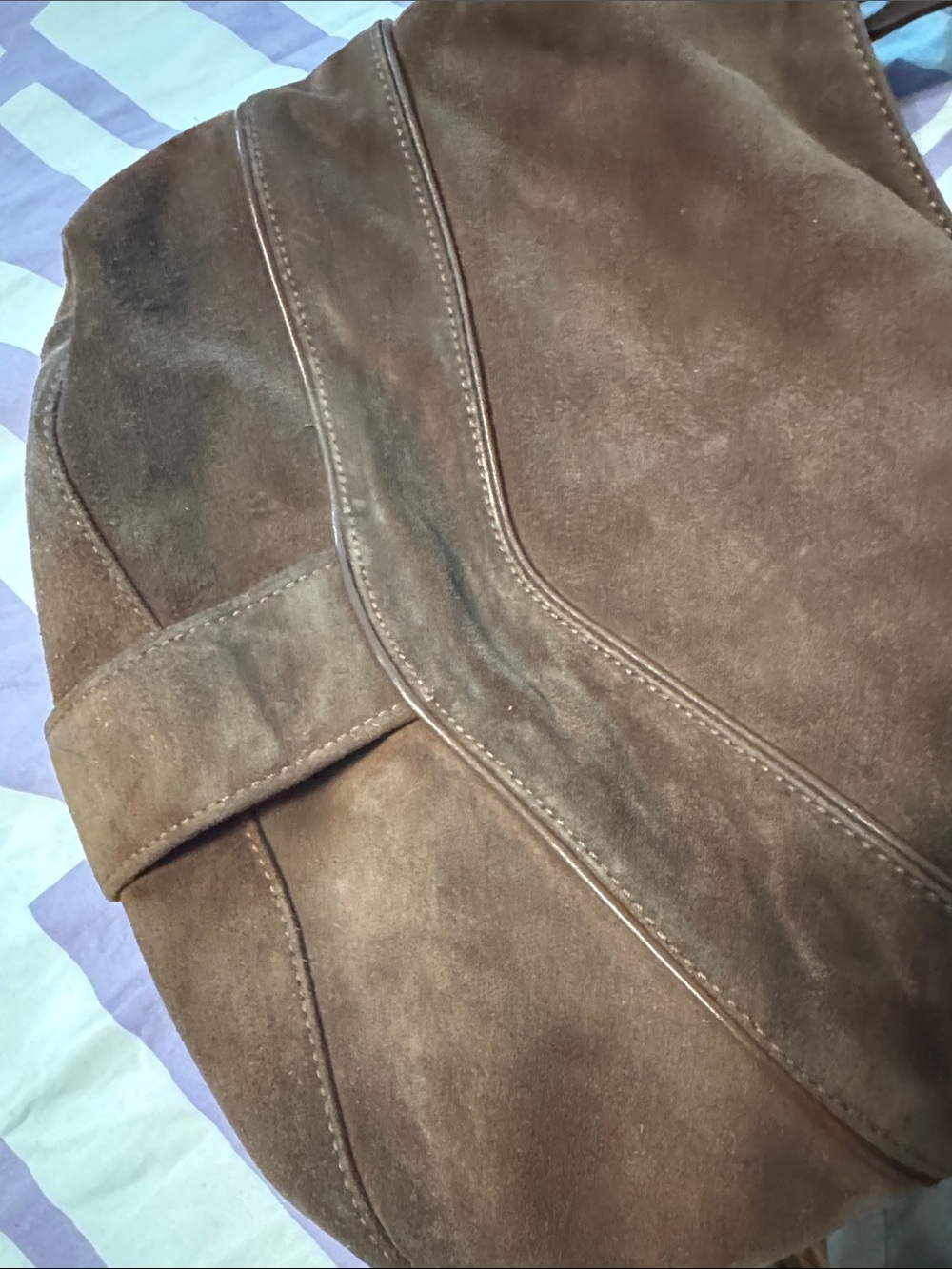 Michael Kors Chocolate Brown Suede Hobo Bag with Gold Hardware - Picture 3 of 4